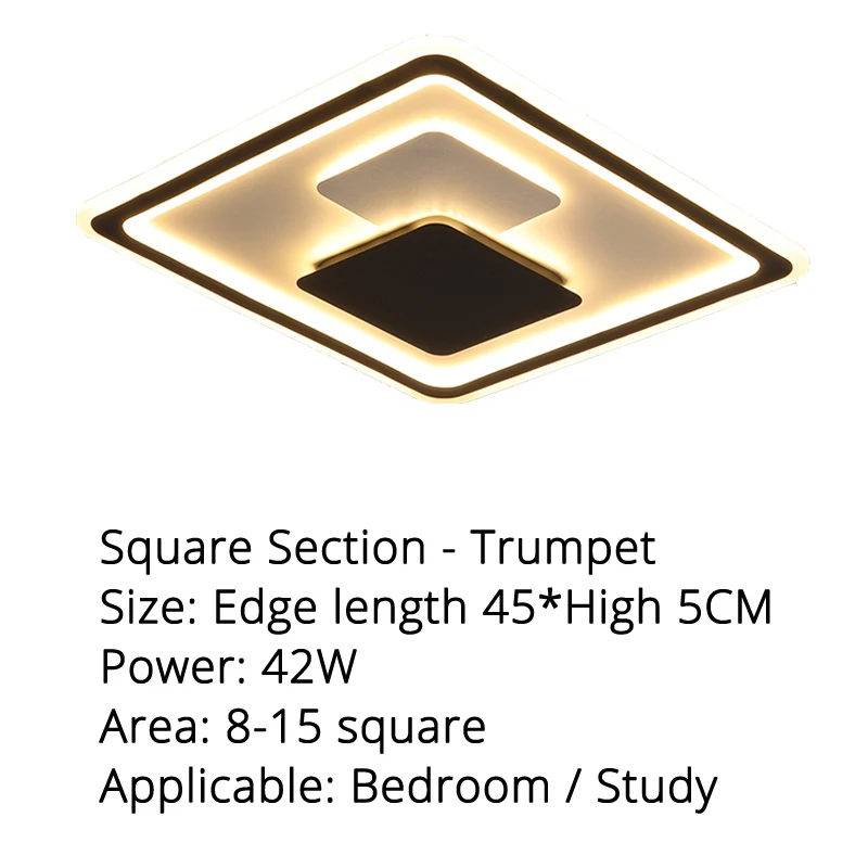 square 45x5cm Черный и белый решетчатый прямоугольный современный минималистичный светодиодный потолочный светильник для гостиной, круглый светильник для спальни, детская лампа для ресторана l - Цвет корпуса: square 45x5cm