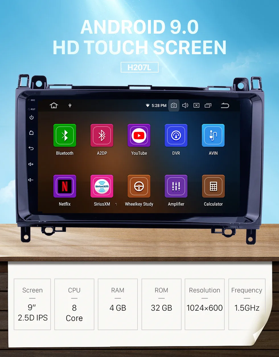 Harfey Автомагнитола " HD Navi Android 9,0 1Din gps для Crafter Mercedes Benz a-класс W169 A150, A170(2004-2012) мультимедийный плеер