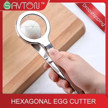 

SAVTON Stainless Steel Egg Cutter Kitchen Tool Hexagonal Egg-Slicers Multifunctional Cooking Duck-Egg Kitchen Cutter Ferramentas