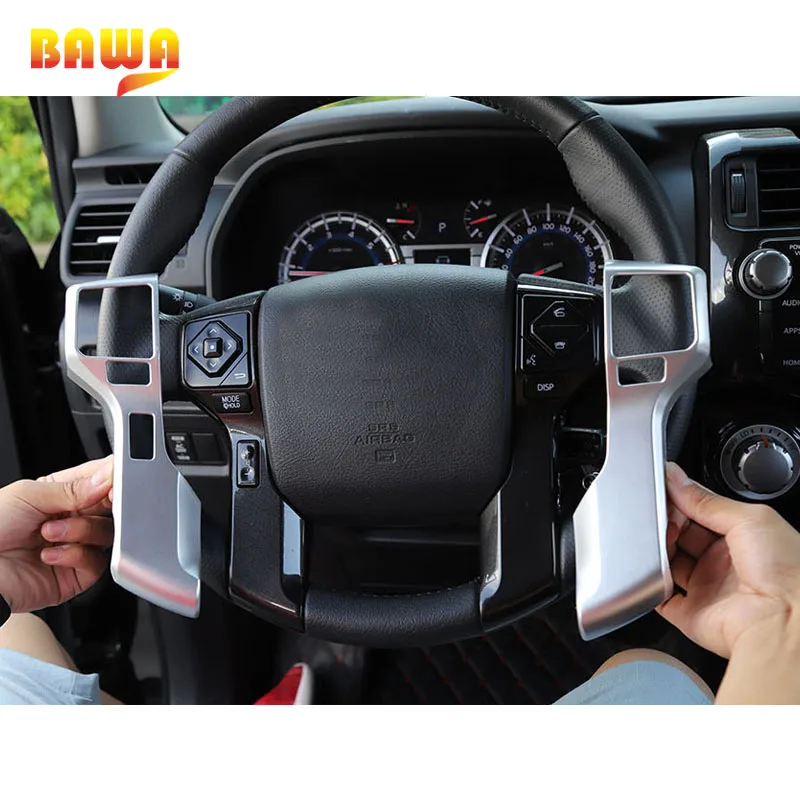 BAWA Interior Mouldings Car Steering Wheel Decoration Cover Stickers Trim Accessories For Toyota 4Runner 2010