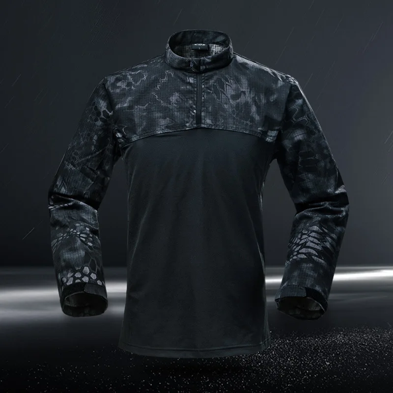 Открытый военный тактический стоячий воротник эластичность Удобная рубашка с длинными рукавами для пешего туризма, альпинизма, треккинга, тренировочная одежда