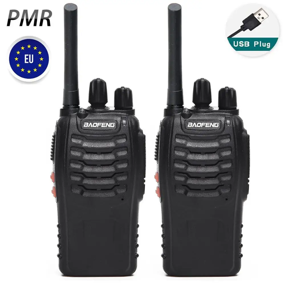 Baofeng-walkie-talkie BF-88E PMR, Radio bidireccional portátil con cargador USB para usuario de la UE, actualización de BF888S, 0,5 W, UHF, 446MHz, 16 canales, 2 uds.
