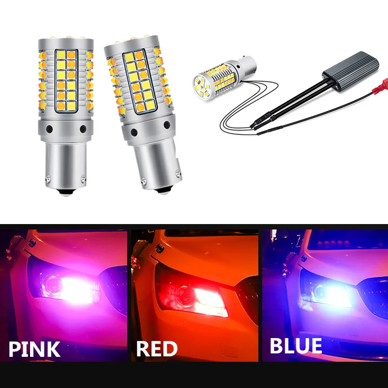 2pcs Daytime Running Light BA15S BAU15S 1156 P21W PY21W T20 7440 3157 LED External Lights with Turn Signal DRL Daylight for Car