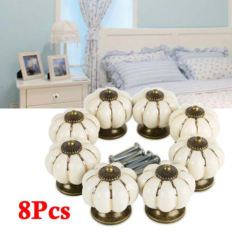 

Retro Antique Pumpkin Draw Pull Handle Cupboard Drawers Ceramic Knobs Cabinet