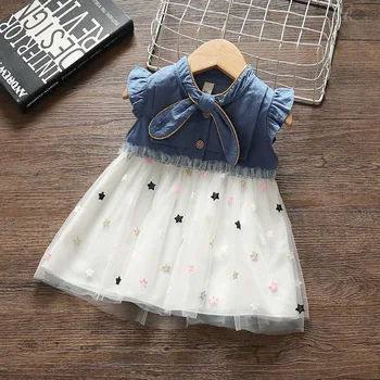 

High quality newborn baby girls summer clothes fashion design denim dress for infant baby girls clothing dresses babies dress