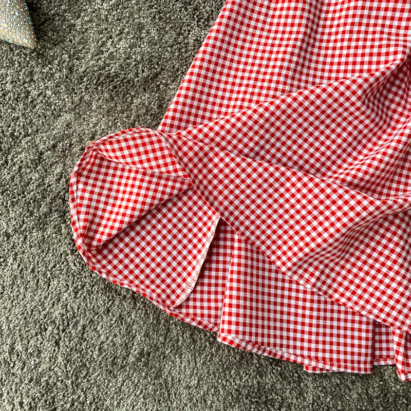 Teeuiear Slim Vintage V Neck Plaid Print Button Dress Slim ladies Summer Midi dress vestido de festa Party Women a-line Dresses