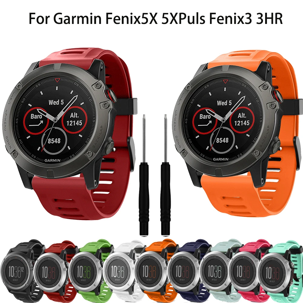 

26mm Silicone Strap Watchband for Garmin Fenix 3 HR /5X Plus/6X pro Mk1 watch Smart Bracelet Band Sport Replacement Wristband