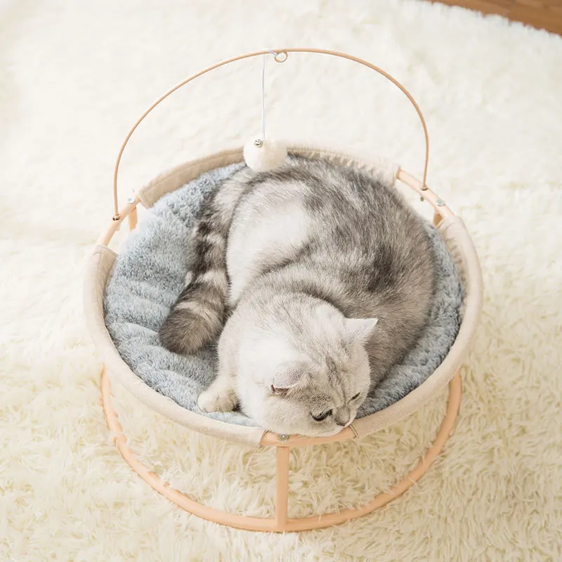 Cat Bed Pet Hammock Rocking Chair Rolling Cradle Swing Toy for Small Cat Baby Cat Kitten Easy Assemble