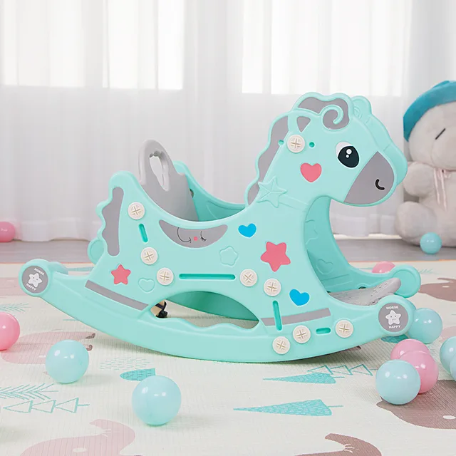 LazyChild Infant Rocking Horse For Kids 2 In 1 Baby Toy Children Stool Ride Horse Toy Multifunction Birthday Gift Dining Table 1
