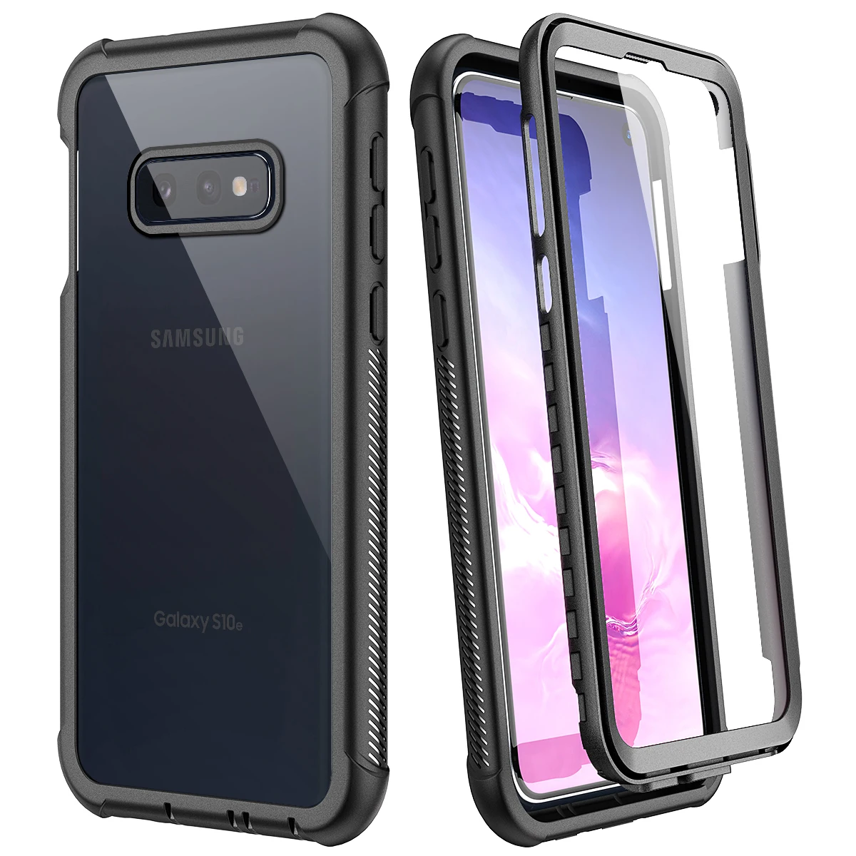 Прочный Чехол-бампер для samsung Galaxy Note 9 10 S9 S8 Plus чехол PC TPU задняя крышка для samsung Galaxy S10e S10 plus чистый чехол - Цвет: Черный