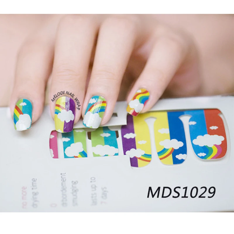 Наклейки для ногтей, полное покрытие, наклейки, обертывания, украшения, сделай сам, серия цветов, наклейки для ногтей, переводные наклейки с водой, блестящие накладки для ногтей - Цвет: mds1029