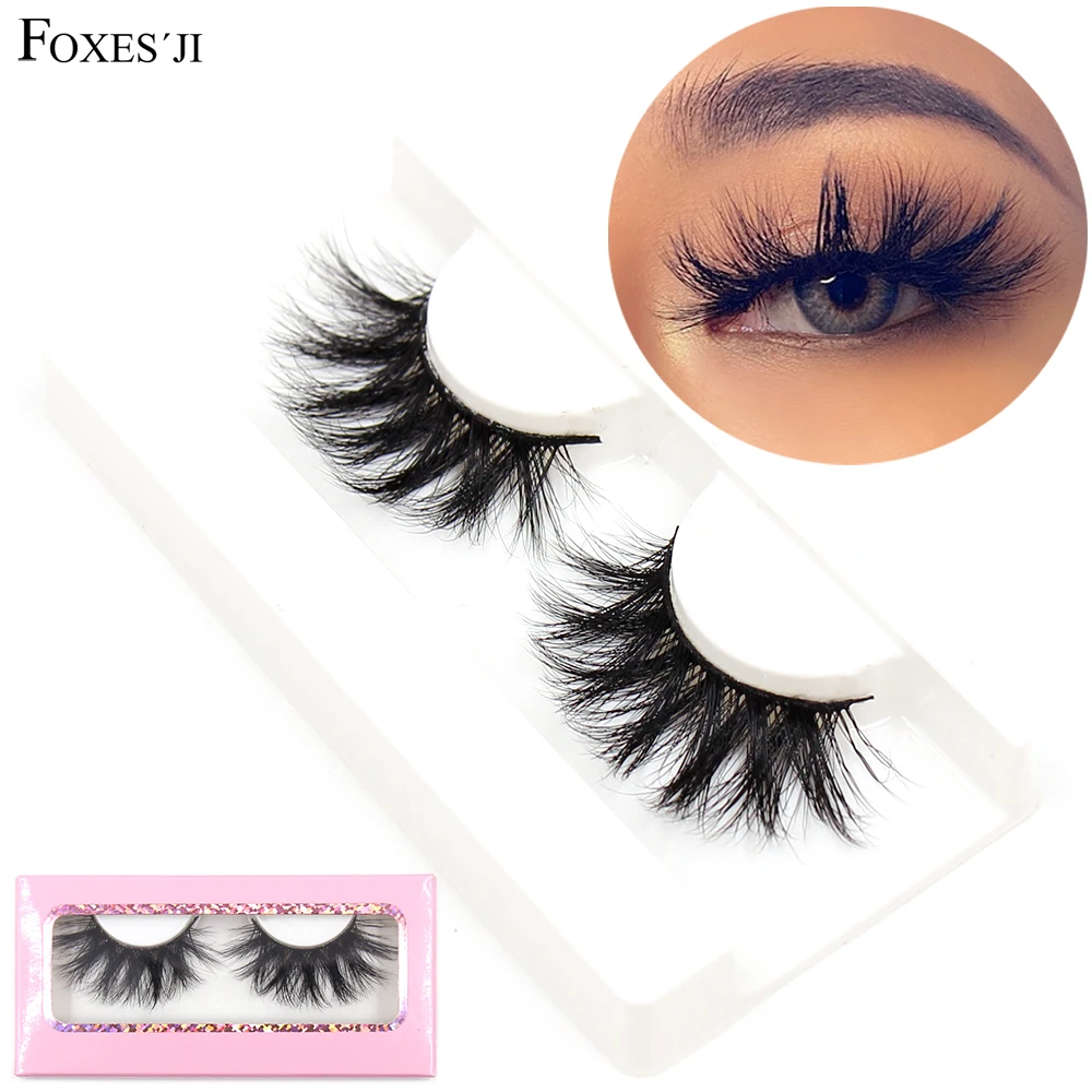 

FOXESJI Eyelashes Eye Mink Lashes Fluffy Cross Thick Volume Reusable Full 5D Mink False Eyelashes Eyelash packaging box Makeup