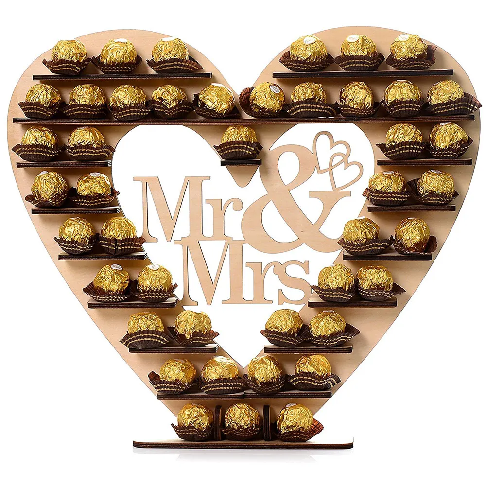 Ferrero Rocher Mr& Mrs выставочный стенд деревянный в форме сердца шоколадные конфеты банкет Красивая Вечеринка день рождения