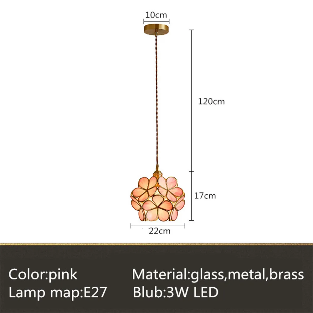 Европейский красочный цветочный стеклянный подвесной светильник светодиодный светильник для помещений для ресторана столовой бара кафе магазина светильник AC110-265 - Цвет корпуса: p pink