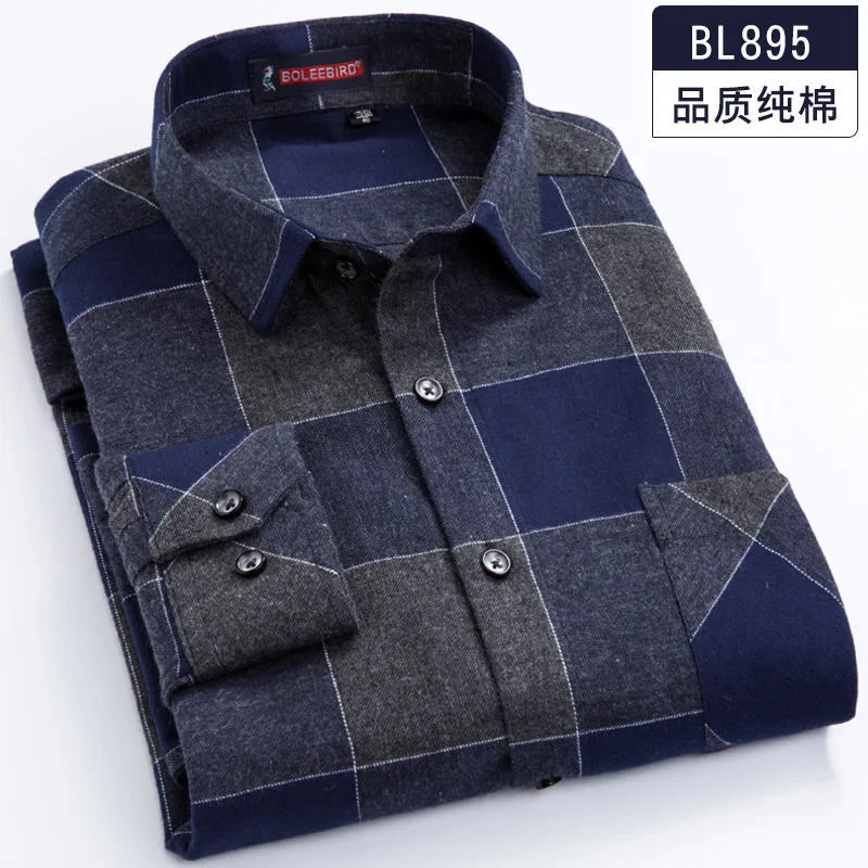 BL895 8XL 7XL 6XL 5XL, большие размеры, хлопок, клетчатая рубашка, мужские рубашки, повседневная приталенная рубашка с длинным рукавом, мужские рубашки - Цвет: BL895