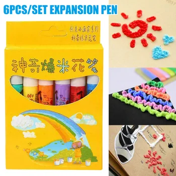 

6 Pcs Magic Popcorn Pen Puffy 3D Art Safe for Greeting Birthday Cards Children HKS99