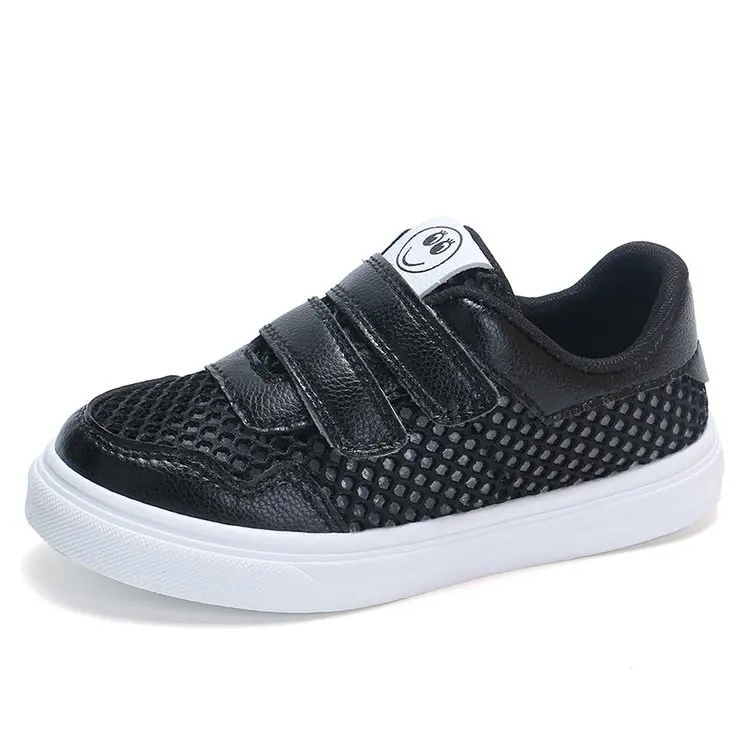 Белая обувь; модная дышащая детская обувь для мальчиков; Новинка; детская обувь для девочек; повседневная детская обувь с перфорацией - Цвет: Черный