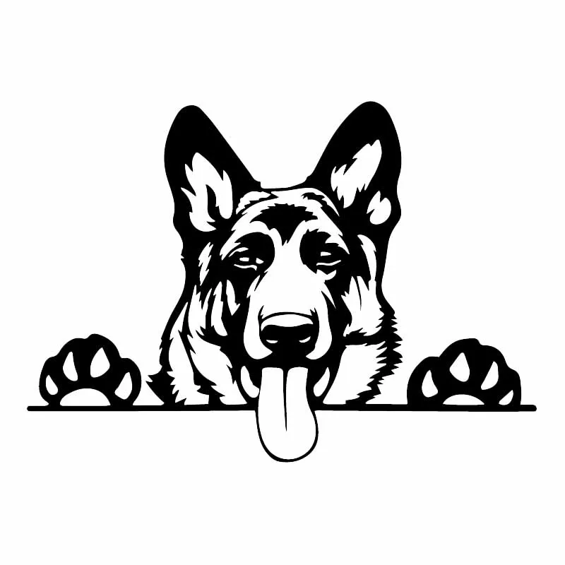 

DAWASARU Modern Art Funny Animal Vinyl Car Sticker German Shepherd Dog Decal Personality Car Sticker Black/Silver 12CM*17CM