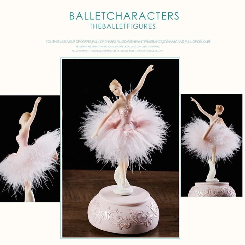 Music box carousel music box Ballerina Dancing Girl Swan Lake Carousel with Feather for Birthday Gift MAZI888