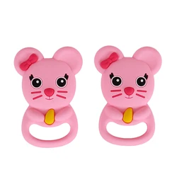 Anneau de dentition souris en Silicone de qualité alimentaire, 1 pièce, cadeau d'allaitement pour nouveau né, sans BPA, bricolage bébé, anneau de dentition, jouet, accessoires 