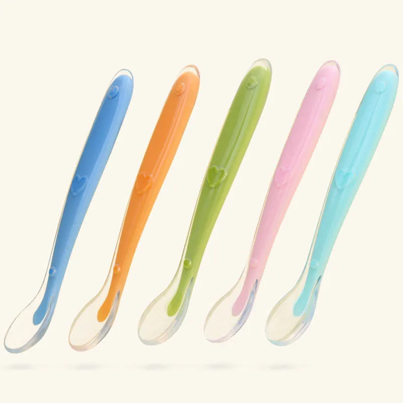 

Infant Baby Silicone Spoon Feeding Spoon Kids Child Toddler Boy Girl Flatware Newborn Training Spoon