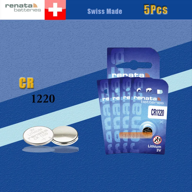 5 X RENATA литиевая батарея CR1220 3V% 100 бренд RENATA 1220 Батарея