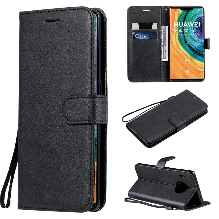 Кожаный чехол-книжка для huawei mate 20 30 Pro, чехол-кошелек для huawei P20 P30 P10 P8 P9 Lite Mini P Smart Plus, чехол - Цвет: Black