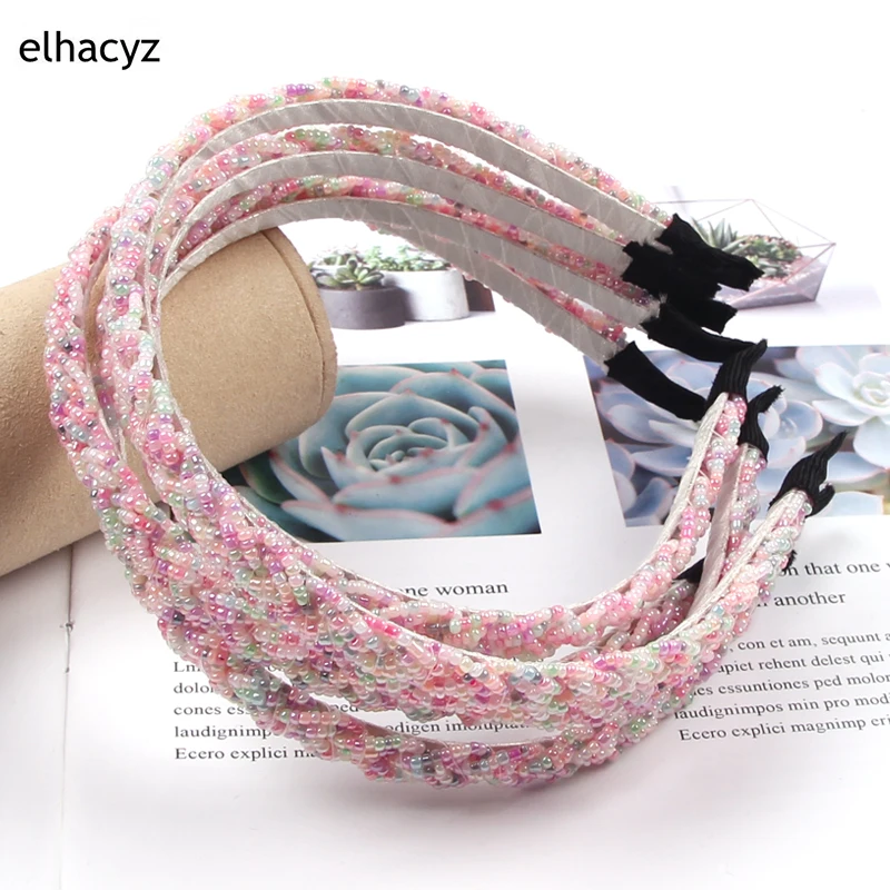 10pcs/lot Fine Beaded Headband Women Bling Hairband Headwear Exquisite Girls Glitter Small Beads Head Hoop Kids Hair Accessory 10pcs cards envelopes elegant envelopes decorative wedding envelopes festival accessory