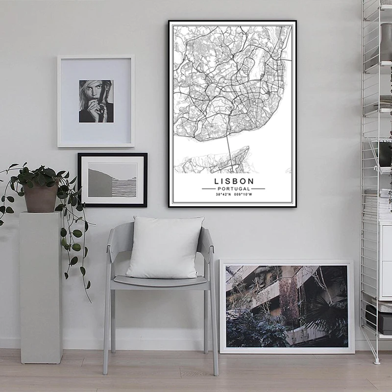 Minimalist-City-LISBON-ZURICH-Map-Travel-Canvas-Painting-Black-White-Wall-Art-Pictures-Posters-Prints-for (1)