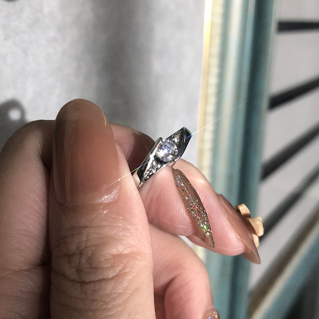 Diamond Rings For Women Zircon Charms Bridal White Gold Engagement Promise Ring Trendy Korean Marriage Jewelry Wholesale
