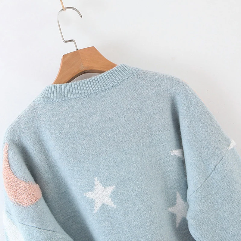AOEMQ/модные свитера с принтом в виде звезд и Луны; 3 цвета; зимний свитер; пуловер с милым рисунком из мультфильма; теплые свитера; одежда