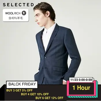 

SELECTED Men's Slim Fit Wool Blazer Woolen Plaid Jacket T|41915Y503