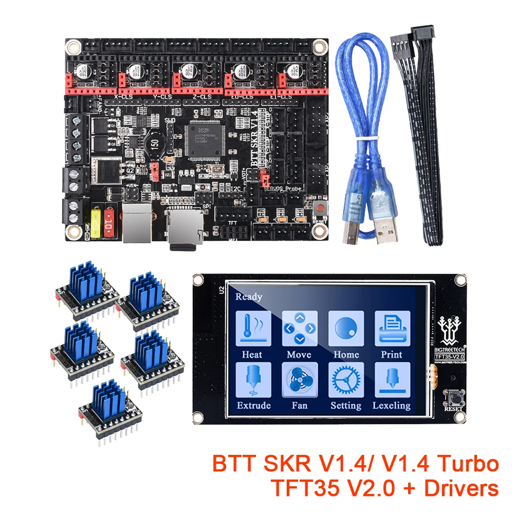 BIGTREETECH SKR V1.4 турбо 32 бит 3D-принтер SKR V1.4 5 шт. TMC2209 TMC2208 UART и TFT35 V2.0 сенсорный экран обновление SKR V1.3