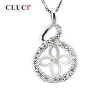 CLUCI круглые серебряные 925 циркониевые амулеты подвесные женские украшения 925 Серебряный кулон с жемчугом монтажный кулон ювелирные изделия