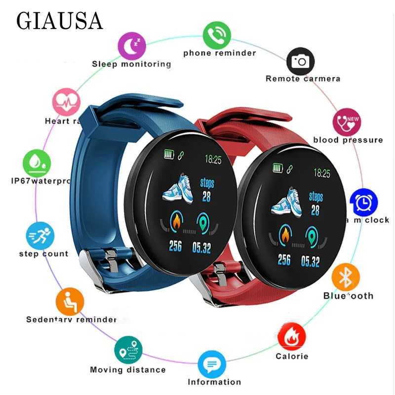 

D18 Smart Watch 2019 IP67 Waterproof Heart Rate Smart Watch Men Blood Pressure Sport Smartwatch Blood Oxygen Sports Watch
