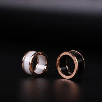 

Fashion BUL black and white ceramic ring, suitable for men's ring women's ring, rose gold ring jewelry gift with LOGO