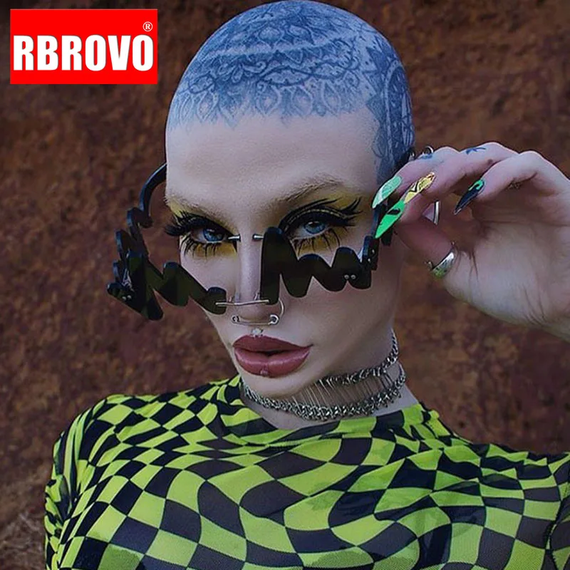 

Очки RBROVO в винтажном стиле UV400 для мужчин и женщин, роскошные солнцезащитные аксессуары без оправы в стиле панк, с уникальными красными затемненными линзами, 2023