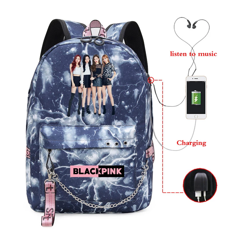 Backpack 14 Школьные рюкзаки для девочек, брезентовый Рюкзак с зарядкой через usb в стиле Kpop, два раза, черные, розовые школьные сумки для подростков, женский рюкзак для путешествий - Цвет: Backpack 14