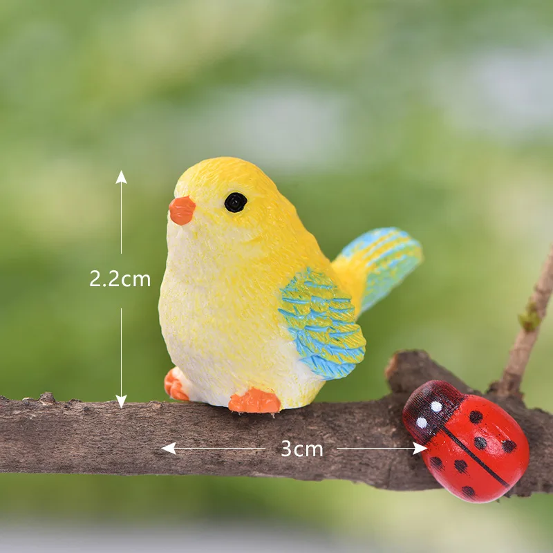 DIY Colored bird mini miniature figurines fairy garden home decor desk decoration accessories christmas miniatures - Цвет: 8