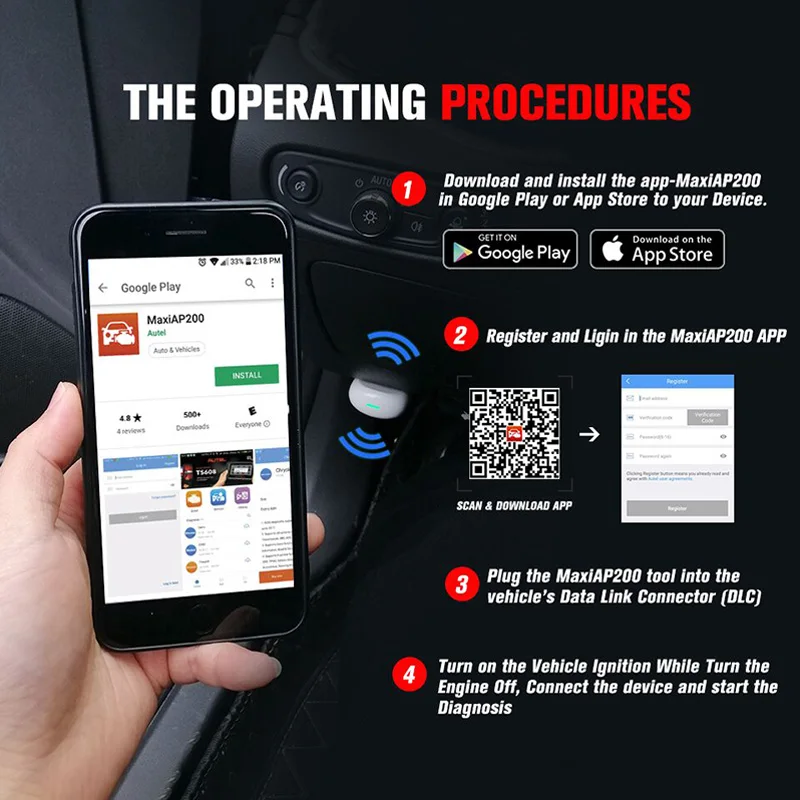 Autel MaxiAP AP200 Bluetooth OBD2 с полной системой диагностики AutoVIN TPMS IMMO сервис для DIYers