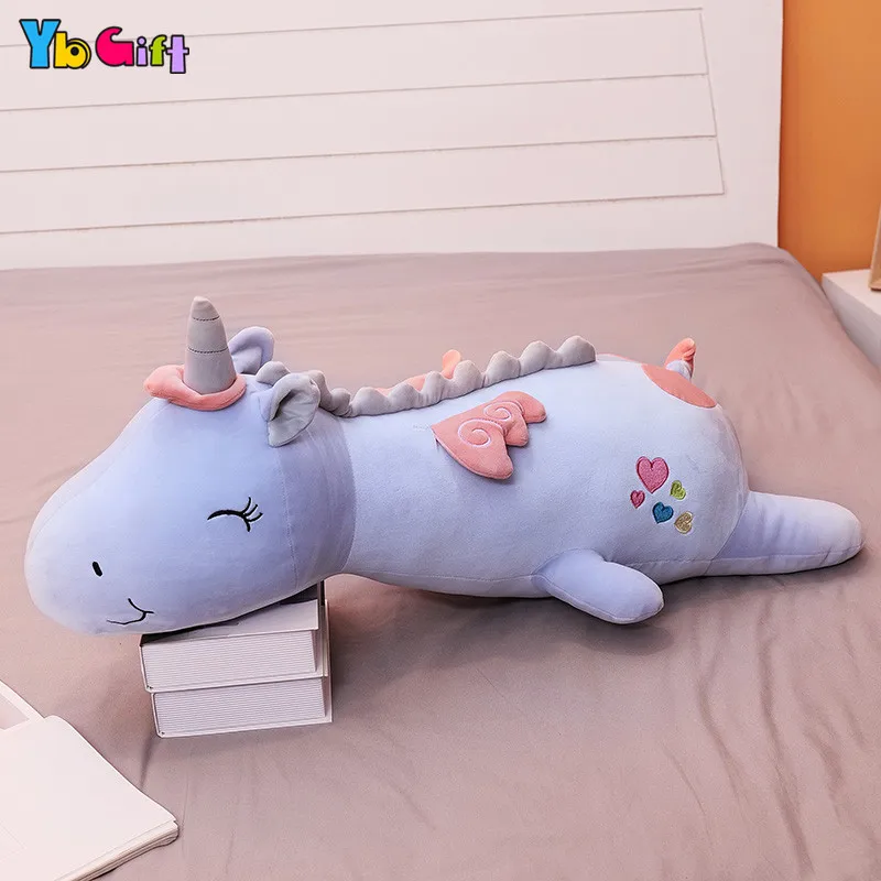 Мягкие Длинные большие плюшевые подушки с единорогом, мягкие милые Kawaii игрушки с единорогом, плюшевые куклы, постельные принадлежности, подушки для девочек, рождественские подарки