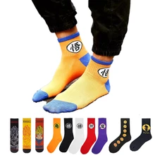 Мужские хлопковые носки в стиле аниме «Супер сайян Сон Гоку», «Жемчуг дракона», Харадзюку», новые модные уличные носки унисекс для скейтборда