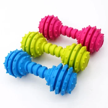 

1pc Pet Dog Cat Puppy Sound Squeaky Chew Toy For Puppy Dogs Teeth Cleaning Dumbbell Chewing Funny Molar Stick Toys