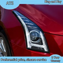 Car Styling for Cadillac ATS Headlights- ATS ALL LED Headlight DRL Bi-LED Lens High Low Beam Parking Fog Lamp