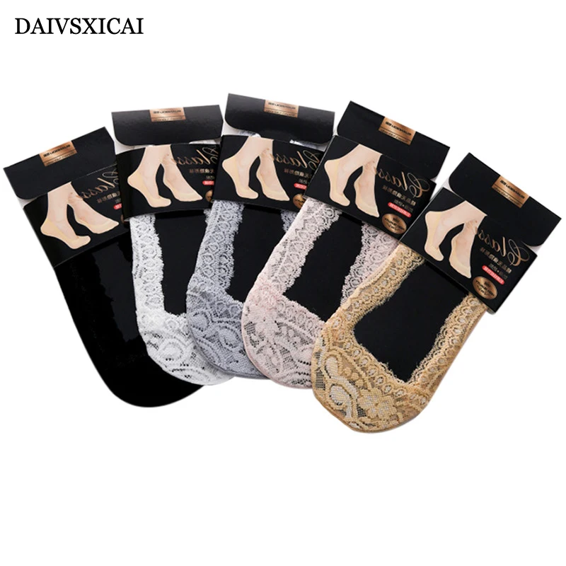 4 пара/лот = 8 шт. невидимые кружевные носки-башмачки Модные женские летние милые кружевные носки-башмачки с закрытым носком