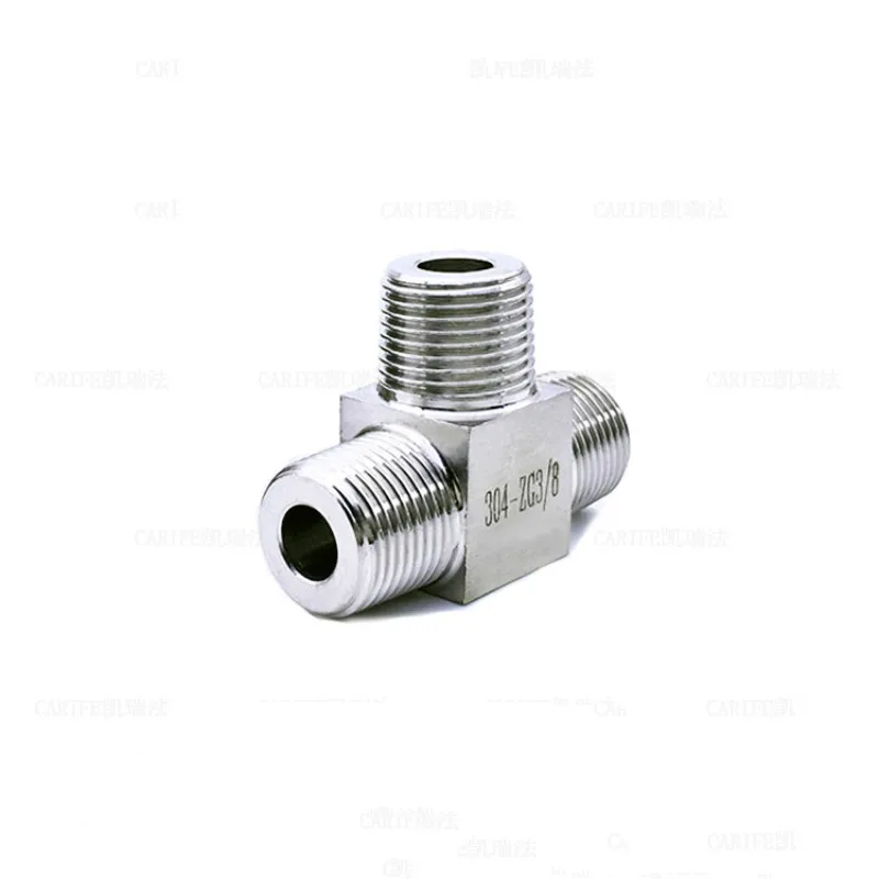 2PCS Tee 3 Way 304 Stainless Steel Pipe Fitting Connector Adapter Equal 3/8&quot BSP male Threaded Max Pressure 2.5 Mpa | Обустройство