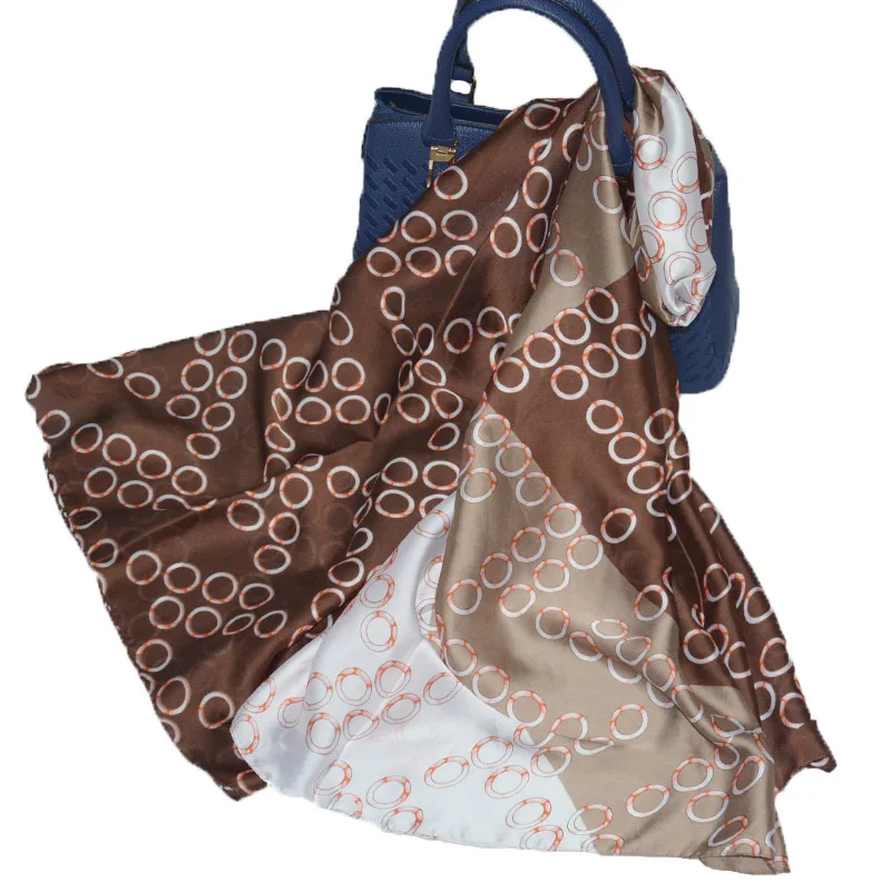 AL78917brown Модный великолепный шелковый шарф роскошный женский брендовый шарф для женщин шаль Пашмина высокое качество с принтом хиджаб обертывания 180*90 см - Цвет: AL78917brown