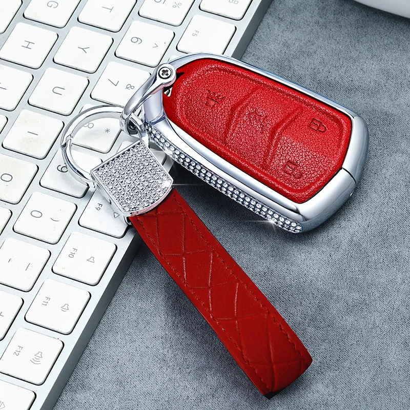 4button red 01 Роскошный алмаз Автомобильный Дистанционный ключ чехол для ключей для Cadillac ESV Cadillac Escalade CTS XTS SRX от АТС CT5 XT5 XT6 смарт-ключ - Название цвета: 4button red 01