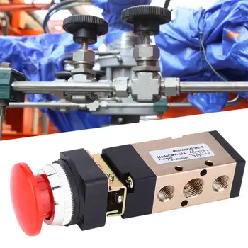 

2 Position 5 Way MV-10A Pneumatic Mechanical Valve With Spring Return Push Button 1/4 Inch PT Reversing Valve High Strength