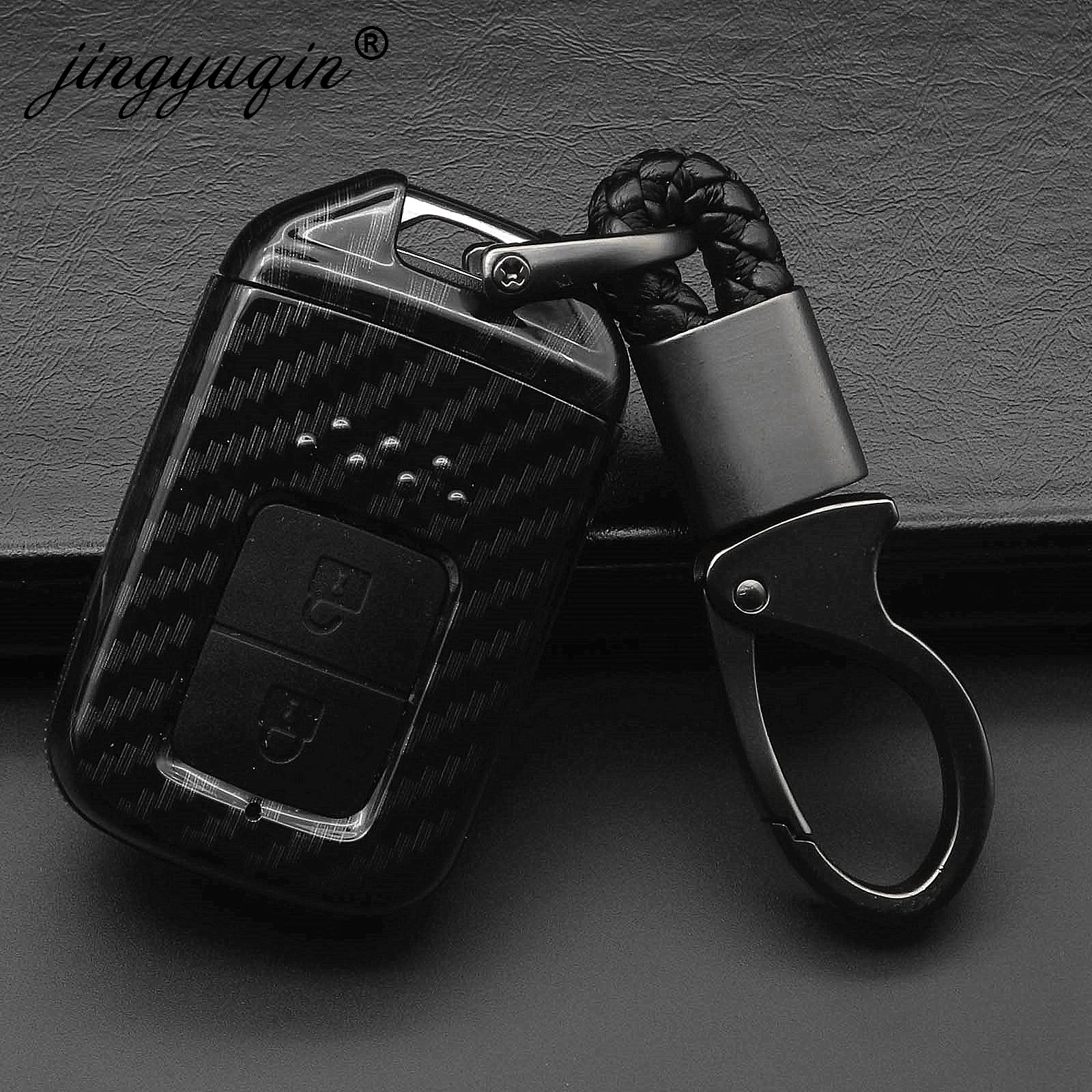A 2BTN Black Jingyuqin карбоновый Автомобильный Дистанционный ключ чехол для Honda CRV Accord Civic Fit Freed Vezel городской Джаз HRV двойная защита - Название цвета: A 2BTN Black